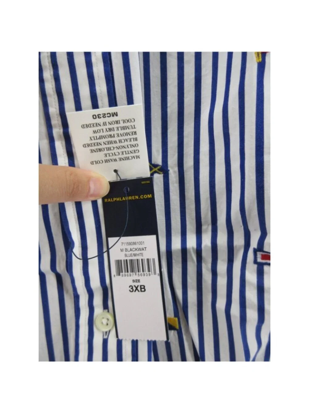 Ralph Lauren Shirt 3XB Big Button Down Nautical Flag AOP Striped Woven